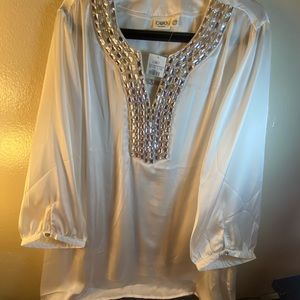 Top Tunic NWT Silver  stone decor Size 2X